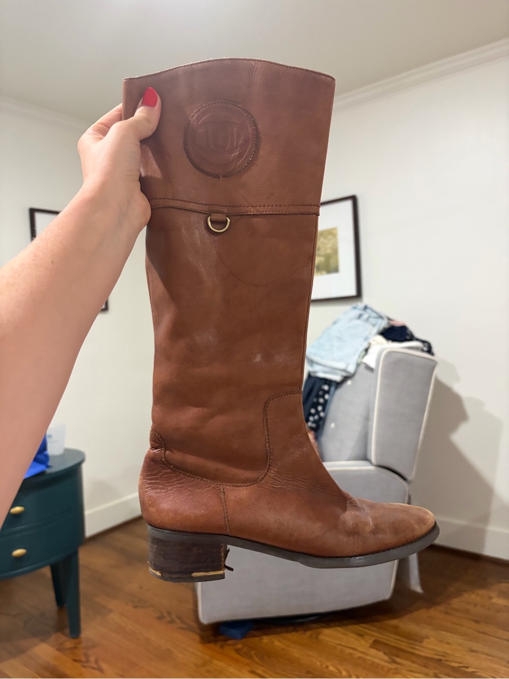 Etienne Aigner Tall Brown Leather Riding Boots